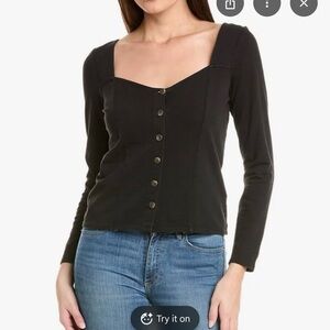Nation Ltd seamed black cotton top